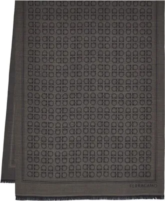 Ferragamo Foulard Gancini in seta - Marrone