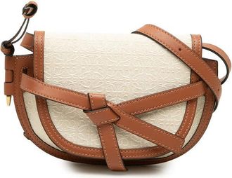 Loewe Pre-owned Loewe Mini Bicolor Anagram Canvas and Smooth Calfskin Gate Crossbody Ladies XK7OYWCYBNK8A33L