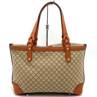 Gucci Brown Canvas Leather Tote Bag (Pre-Owned)