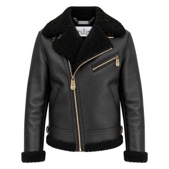 Philipp Plein Biker Jacket Cocco - Heren - Jassen - Zwart - Maat: 2XL Leer