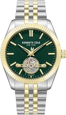 Kenneth Cole Open Heart Automatic Two-Tone Bracelet Watch, 43mm in Green/two Tone at Nordstrom