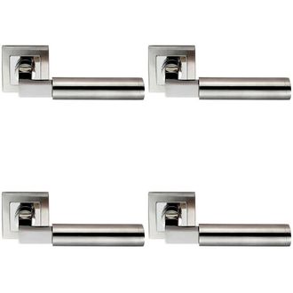 Loops 4x PAIR Square Cut Mitred Bar Handle Concealed Fix Polished & Satin Steel in Metallics