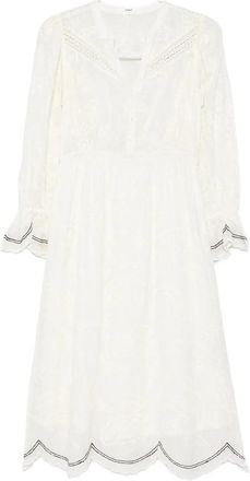 BA&SH Robe Prisco Lace Trim Midi Dress