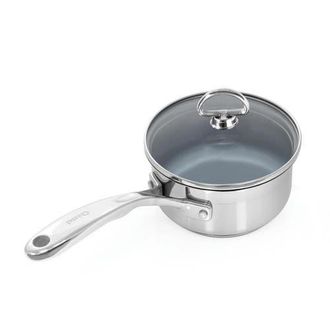 Chantal Induction 21 Steel 1 qt. Saucepan w/ Ceramic Coating and Glass Lid in Silver at Nordstrom