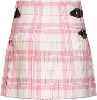 Vivienne Westwood Womens Kilt Mini Skirt Pink-Ivory Multicolour Virgin Wool