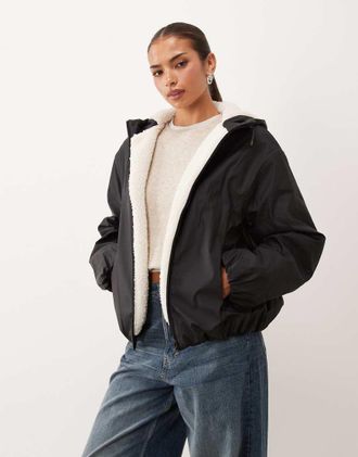 Asos bomber jacket gommato resistente alla pioggia in nero
