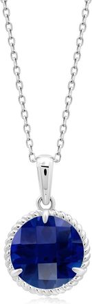 MAX + STONE 14k Yellow or White Gold Roped Halo 8mm Round Gemstone Pendant Necklace