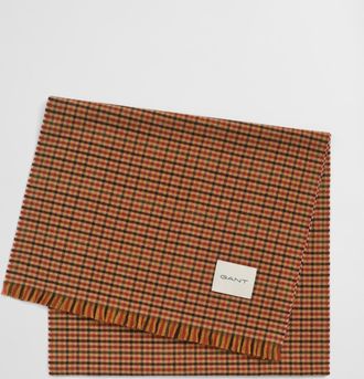 GANT Men Wide Wool Gingham Scarf (ONE SIZE) PEANUT BUTTER