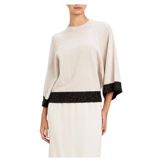 Twinset Maglia Girocollo Cropped Lurex - - Knitwear - Donna - Beige - S