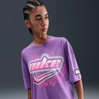 Nike Womens Nike Sportswear Oversized Graphic T-Shirt in Purple | FZ1146-521