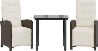 vidaXL Sillas Y Mesita De Jard&iacute;n Con Cojines 3 Piezas Rat&aacute;n Pe Marr&oacute;n Vidaxl