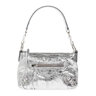 Balenciaga Cross Body Bags, female, Gray, Size: ONE SIZE Le City Moto Mini Shoulder Bag