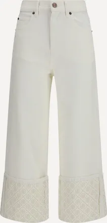 Tory Burch Jeans a gamba dritta con risvolto a contrasto T Monogram Woman 27