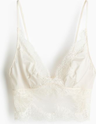 H&M Bralette aus Mikrofaser und Spitze - White