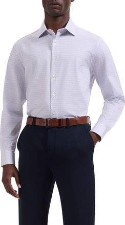 Bugatchi James OoohCotton Geo Print Button-Up Shirt in Vista Blue at Nordstrom, Size Xx-Large