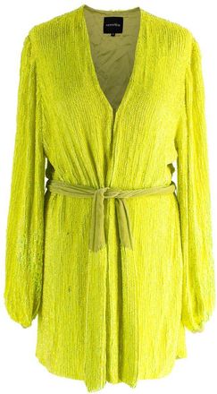 Retrof&ecirc;te Neon Green Gabrielle Sequin Wrap Dress Size S