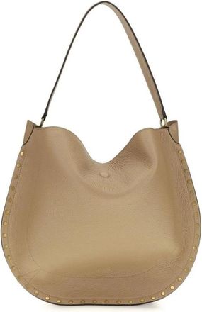 Isabel Marant Bolso de hombro de piel con tachuelas - Bags - Mujer - Beige - ONE SIZE