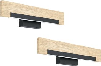 Loops 2 PACK Wall Light Colour Black Brown Shade White Plastic LED 1x8.5W Included