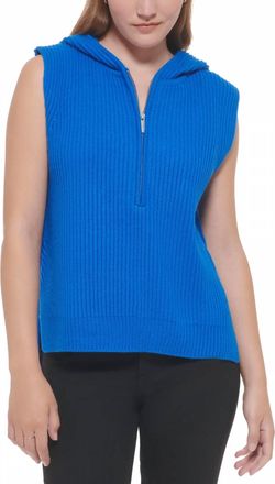 Calvin Klein Ribbed Sleeveless Top In Blue
