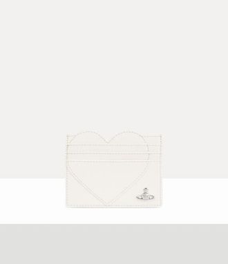 Vivienne Westwood Heart Card Holder Saffiano Leather Plain White / Red / Blue One Size Women