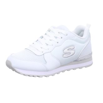 Skechers Womens Og 85 Goldn Gurl Sneaker, White Leather/Mesh/Nylon/Silver Trim, 4 UK