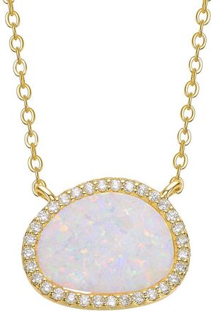 Rachel Glauber 14K Plated Cz Opal Necklace