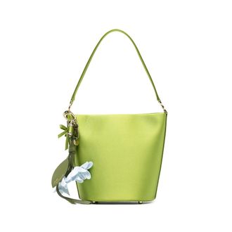 Self Portrait Floral-charm Satin Bucket Bag