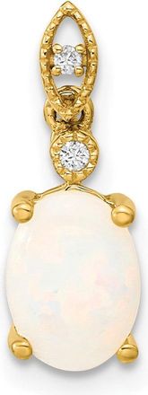 Diamond2Deal 14k Yellow Gold Austrian Opal and Diamond Pendant