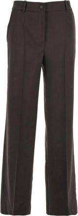 P.A.R.O.S.H. Bruine wollen broek met riemlussen - Dames - Straight fit broeken - Bruin - S - Wol - Broeken