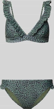 Shiwi Bikini-Set im Allover-Look mit R&uuml;schen in Oliv, Gr&ouml;&szlig;e 34