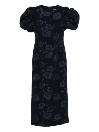 Rotate jacquard puff maxi dress - women - Recycled Polyester/Elastomultiester/Polyester - 34 - Black