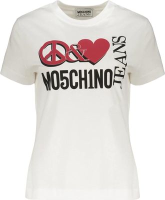 Moschino Tops, Dames, Wit, 2Xs, Katoen, Katoenen Logo T-shirt