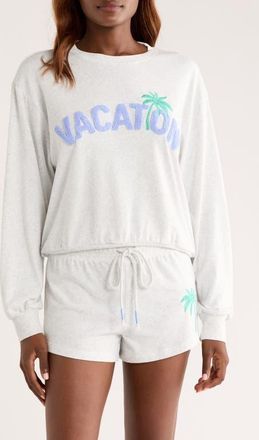 PJ Salvage Vacay Vibes Short Pajamas in Heather Cloud at Nordstrom, Size X-Large