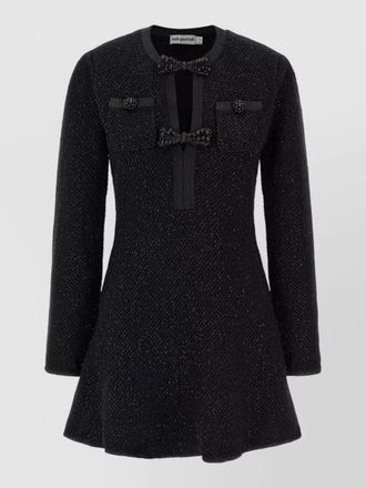 Self Portrait sequin knit mini dress long sleeves