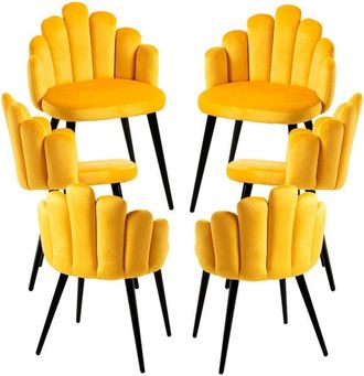 Regalos Miguel Packs Sillas Comedor - Pack 6 Sillas Hand Patas Negras Terciopelo - Amarillo