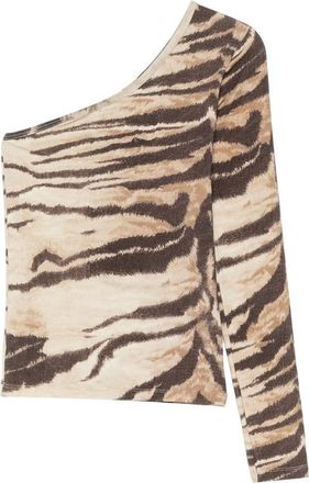 BASERANGE Tiger-print One-shoulder Blouse
