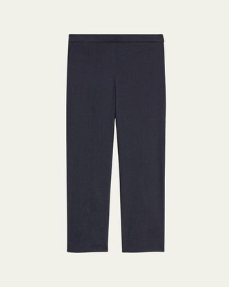 Theory Treeca Good Linen Cropped Pull-On Ankle Pants