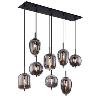 Netlighting Blacky Cluster Pendant Ceiling Light Black Glass Shade 8x E14
