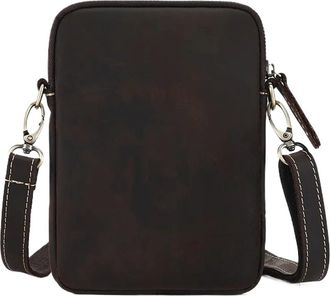 Generic Compatible For Leather Mens Crossbody Bag Genuine Casual Travel Small Cell Phone Purse Shoulder(Crazy Horse Coffee)