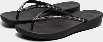 FitFlop Iqushion Sparkle Rubberen Dames Zwarte Flip-Flops