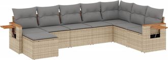 vidaXL Vidaxl - Juego De Sof&aacute;s De Jard&iacute;n Con Cojines Beige 8 Pzas Rat&aacute;n Pe