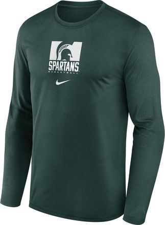 Nike Michigan State Courtside Nike Mens Dri-FIT College Long-Sleeve T-Shirt in Green | 02TJ3EYMST-NB7