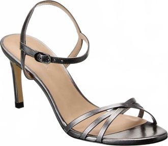 Stuart Weitzman Womens Starla 80 Ankle Strap Leather Metallic Heeled Sandal In Silver