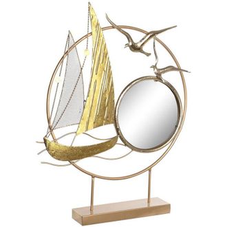 DKD Home Decor Figura Decorativa Dkd Home Decor Espejo Dorado Metal Mediterr&aacute;neo (53 X 9 X 67 Cm)