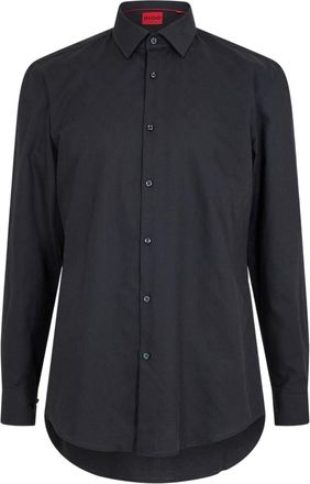 HUGO BOSS Herenoverhemd met puntkraag, normale pasvorm en lange mouwen (Zwart)