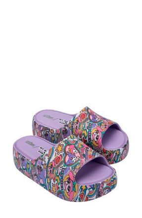 Melissa x Hello Kitty and Friends Platform Slide Sandal in Lilac/Yellow at Nordstrom, Size 10