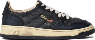 Autry Super Vintage Low Padded Crackled Leather Sneakers