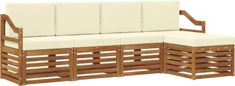 vidaXL Conjunto De Sof&aacute;s De Exterior 5 Uds. Natural Y Crema Vidaxl