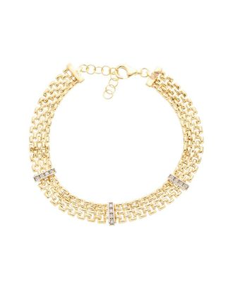 Meshmerise 0.15 Ct. Tw. Diamond 18K Gold Over Silver Bangle Bracelet