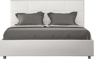 ITYhome Cama con somier 160x200 cuero sintético blanco